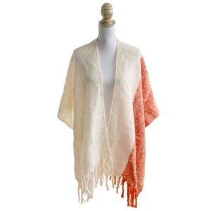 Anthropologie Color Block Fringe Cape Scarf